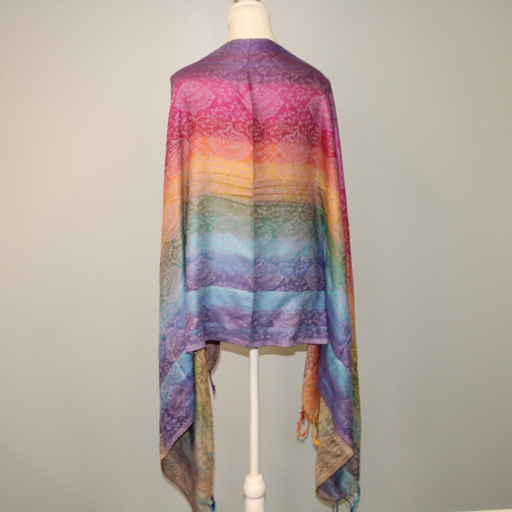 NWT Gypsie Blu 27x74 inch Scarf Rainbow Paisley Spring Shawl